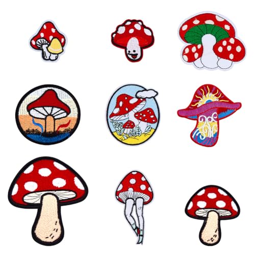 CRAFTYMELODY 9 Stück Pilz Aufnäher In 9 Stilen Zum Aufbügeln Für Kleidung Rote Naturpilz Stickerei Applikation Bestickte Aufkleber Für Kleidungsdekor CRAFTYMELODY 9 Stück Pilz Aufnäher In 9 Stilen Zum Aufbügeln Für Kleidung Rote Naturpilz Stickerei Applikation Bestickte Aufkleber Für Kleidungsdekor von CRAFTYMELODY
