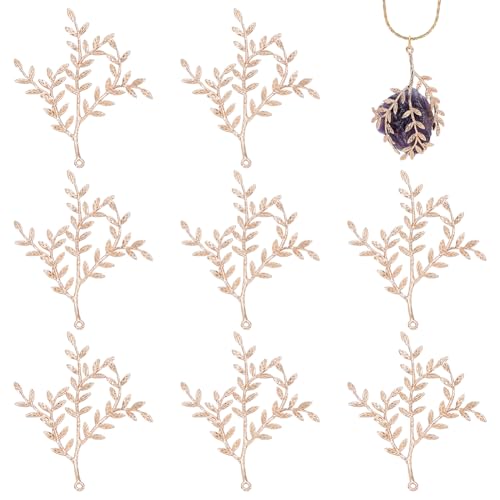 CRAFTYMELODY 9 Stück Schmuckanhänger-Set In Zweigform Zur Schmuckherstellung. Handgemachtes Claw Anhänger Tray Lünette Gold Messing AST Rohlinge Zinkenfassung Blatt Lünetten Tabletts von CRAFTYMELODY