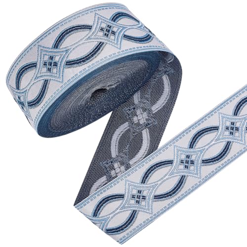 CRAFTYMELODY 9 Yards Jacquard Bandbesatz Rautenmuster Polyesterband Blau Gewebter Stickbesatz 2 Zoll Breit Ethno Stil Zum Nähen Und Basteln CRAFTYMELODY 9 Yards Jacquard Bandbesatz Rautenmuster Polyesterband Blau Gewebter Stickbesatz 2 Zoll Breit Ethno Stil Zum Nähen Und Basteln von CRAFTYMELODY
