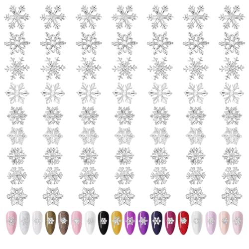 CRAFTYMELODY 90 Stück 9 Stile Schneeflocken Nagel Charms Silberne Schneeflocken Nagel Edelsteine Weihnachtsnägel Charms Blumennägel Schmuck Nagelkunst Zubehör von CRAFTYMELODY