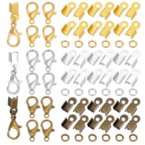 CRAFTYMELODY 900 x Umschlag Kordelenden Set 360 x Gefaltete Crimp Enden 360 x Messing Biegering 180 x Karabinerverschluss Aus Legierung. CRAFTYMELODY 900 x Umschlag Kordelenden Set 360 x Gefaltete Crimp Enden 360 x Messing Biegering 180 x Karabinerverschluss Aus Legierung. von CRAFTYMELODY