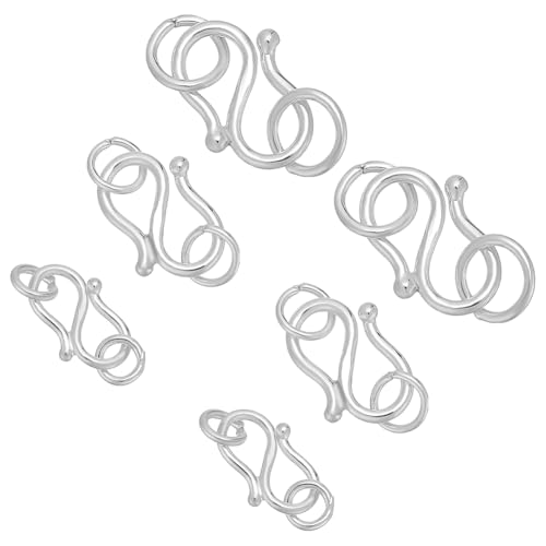 CRAFTYMELODY 925 S Haken Ösenverschluss Aus Sterlingsilber 6 Stück 3 Stile S Hakenverschlüsse Mit Geschlossenen Biegeringen Verbinder Metallhaken Zubehör von CRAFTYMELODY