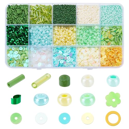 CRAFTYMELODY Runde Glasperlen 15 Stil Grünes Motiv Röhren Abstandshalter Lose Perlen Kunststoffscheibe Für Die Schmuckherstellung Zubehör CRAFTYMELODY Runde Glasperlen 15 Stil Grünes Motiv Röhren Abstandshalter Lose Perlen Kunststoffscheibe Für Die Schmuckherstellung Zubehör von CRAFTYMELODY
