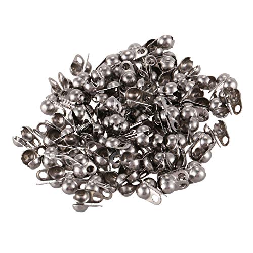 CRAKES 100 StüCke Silber Ton Kalotten Ende Crimps Perlen Tipps 8X4Mm (Fit 3Mm Kugelkette) von CRAKES