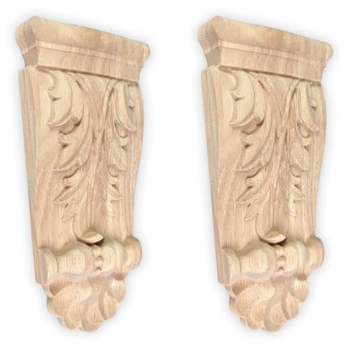 Eck-Onlay-Applikation, unlackiert, Naturholz, geschnitzt, 24,9 x 12,9 cm, Vintage-Heimdekoration, dekorative Ecken, Korbels im europäischen Stil, für Zuhause, Wand, Möbel, Dekoration, 2 Stück Eck-Onlay-Applikation, unlackiert, Naturholz, geschnitzt, 24,9 x 12,9 cm, Vintage-Heimdekoration, dekorative Ecken, Korbels im europäischen Stil, für Zuhause, Wand, Möbel, Dekoration, 2 Stück von CRAPAPFERT