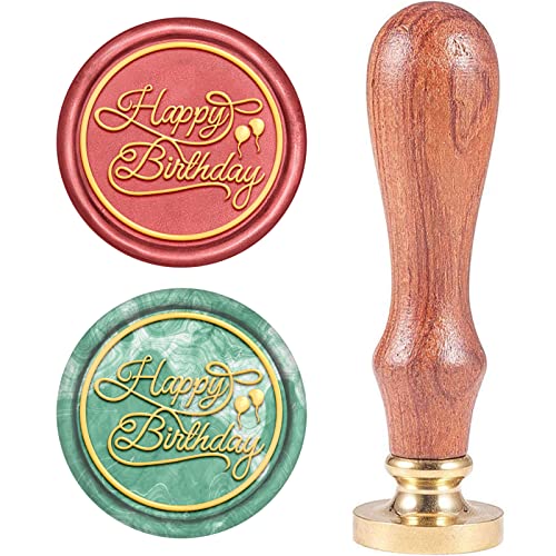 craspire Alles Gute Zum Geburtstag Wachs-Siegel-Stempel, Siegelwachsstempel Retro Signatur Mit Ballon Holz Stempel Wachs Siegel 25mm Abnehmbare Messing Siegel Holz Griff Für Umschläge Einladungen von craspire