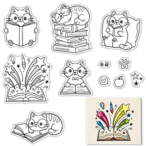 craspire Katzen Transparente Stempel Für Die Kartenherstellung, Dekoration, Scrapbooking, Lesende Katzen Silikonstempel Zum Prägen von Fotoalbum-Dekorationen craspire Katzen Transparente Stempel Für Die Kartenherstellung, Dekoration, Scrapbooking, Lesende Katzen Silikonstempel Zum Prägen von Fotoalbum-Dekorationen von craspire