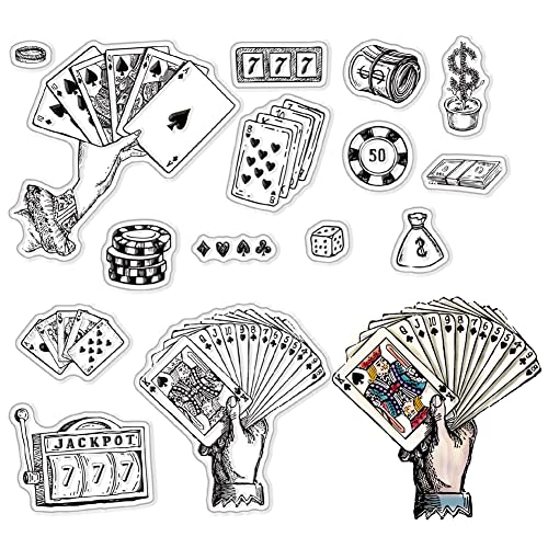 CRASPIRE Poker Thema Transparente Stempel Für Die Kartenherstellung, Dekoration, Scrapbooking, Silikonstempel Für Spielkarten Im Viktorianischen Stil Zum Prägen von Fotoalbum-Dekorationen von craspire