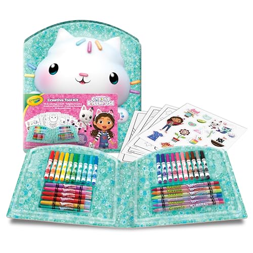 CRAYOLA, Kreativkoffer Gabby’s Dollhouse, 40 Teile mit Filzstiften, Wachsmalstiften, Ausmalseiten, Aufklebern, ab 5 Jahren, 04-2945 von CRAYOLA