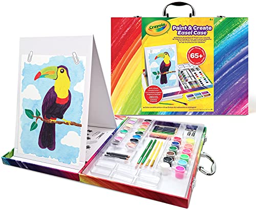 CRAYOLA Paint & Create Malkoffer für Kinder, Kinderfarbenset mit Aquarellfarben zum Malen & Gestalten, Mit Aquarell- und Buntstiften, Pinsel, Staffelei und Aquarellpapier, für Kinder ab 4 Jahren von CRAYOLA