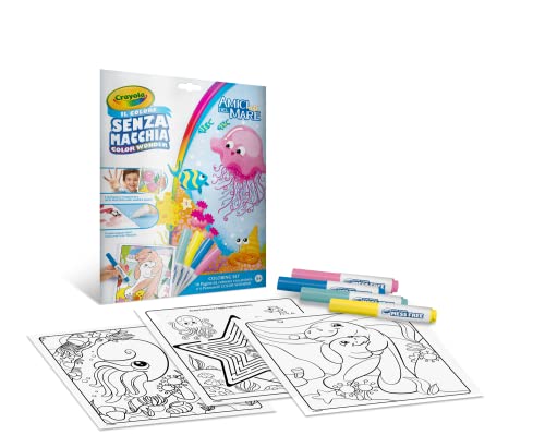CRAYOLA - Color Wonder, Coloring Set mit 18 Malvorlagen und 4 Filzstiften, Motiv: Freunde des Meeres, kreative Aktivität für Kinder, Alter 3,4,5 Jahre von CRAYOLA