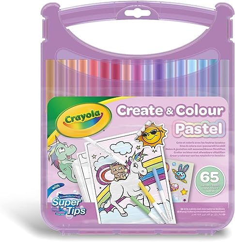CRAYOLA Pastel - Koffer-Set Abwaschbare Filzstifte SuperTips, 65-teiliges Set, verschiedene Pastellfarben, kreative Beschäftigung und Geschenk für Kinder ab 4 Jahren CRAYOLA Pastel - Koffer-Set Abwaschbare Filzstifte SuperTips, 65-teiliges Set, verschiedene Pastellfarben, kreative Beschäftigung und Geschenk für Kinder ab 4 Jahren von CRAYOLA