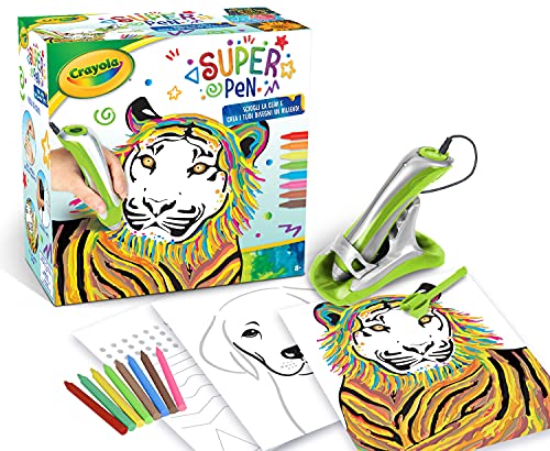 CRAYOLA - Super Pen Tiger, zum Schmelzen von Wachsmalstiften und zum Erstellen von geprägten Zeichnungen, kreative Aktivität und Geschenk für Kinder, Alter 8 Jahre, Farbe Silber/Grün, 25-0395 CRAYOLA - Super Pen Tiger, zum Schmelzen von Wachsmalstiften und zum Erstellen von geprägten Zeichnungen, kreative Aktivität und Geschenk für Kinder, Alter 8 Jahre, Farbe Silber/Grün, 25-0395 von CRAYOLA