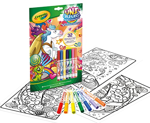 Crayola - Album Coloring Uni-Creatures, 32 Ausmalseiten und 7 abwaschbare Mini-Filzstifte, 25-2116 von CRAYOLA