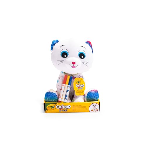 CRAYOLA - Colour Me Plush, bemalbares Stofftier mit 3 Filzstiften, Kätzchen, Kreative Beschäftigung und Geschenk für Kinder, ab 3 Jahren von CRAYOLA