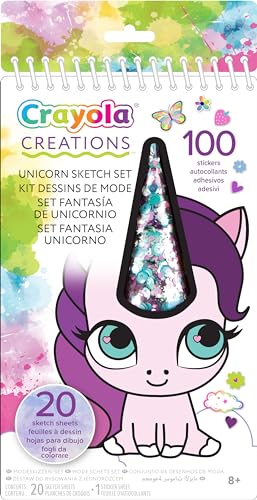 CRAYOLA Creations - Einhorn-Fantasie-Set, Album mit 20 Ausmal-Seiten und 100 Stickern, kreative Beschäftigung für Kinder ab 6 Jahren, 04-1174 von CRAYOLA