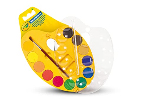 Crayola - Set 12 Aquarellfarben mit Pinsel, Palette mit verschließbarem Deckel, kreative Beschäftigung für Kinder, 53-8434 von CRAYOLA