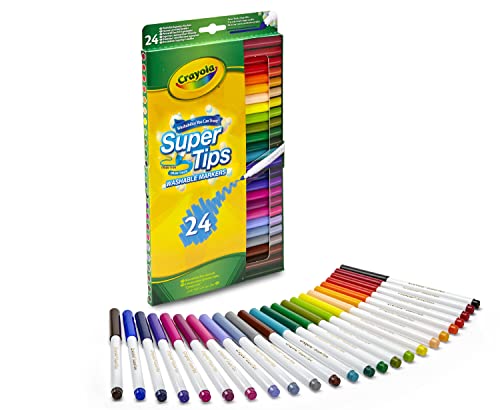 CRAYOLA Supertips Filzstifte Kinder Auswaschbar, Malstifte Set In 24 Verschiedenen Farbtönen, Ungiftige Filzstifte Mit Konischer Spitze, Bastel Set, Fasermaler Kinder, Malstifte Ab 3 Jahre CRAYOLA Supertips Filzstifte Kinder Auswaschbar, Malstifte Set In 24 Verschiedenen Farbtönen, Ungiftige Filzstifte Mit Konischer Spitze, Bastel Set, Fasermaler Kinder, Malstifte Ab 3 Jahre von CRAYOLA