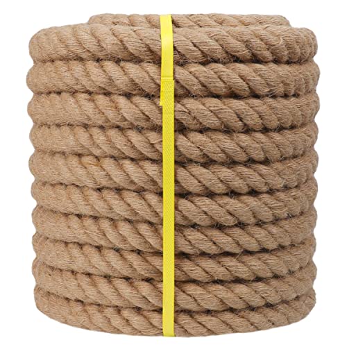 Natürliches Juteseil, gedrehtes Manila-Seil (2,5 cm x 30,4 m) dickes Hanfseil für Docks, Geländer, Hängeschaukel, Dekorieren von CRAYZA