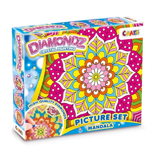 CRAZE DIAMONDZ MANDALA - Diamond Painting Kinder Mandala Set, DIY Diamant Malerei Bastelset, Mosaikherstellung für Kinder mit Zubehör 36x27cm von CRAZE