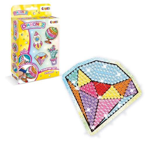 CRAZE DIAMONDZ Set Stickers - Diamond Painting DIY Aufkleber Bastelset, 4 Sticker-Vorlage, Diamant Malerei Kinder & Erwachsene von CRAZE