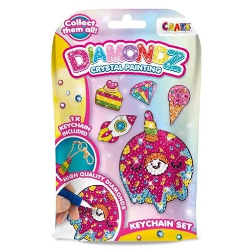 CRAZE Diamondz - Diamond Painting, 5 Schlüsselanhänger zum Dekorieren mit Diamantmalerei, 5 verschiedene und originelle Modelle von CRAZE