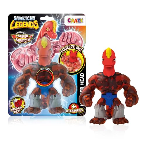 STRETCHY LEGENDS Hammer Head - Elastische Actionfiguren für Kinder, Dehnbare Superhelden Figuren zu Sammeln mit Schleimfüllung von STRETCHY LEGENDS