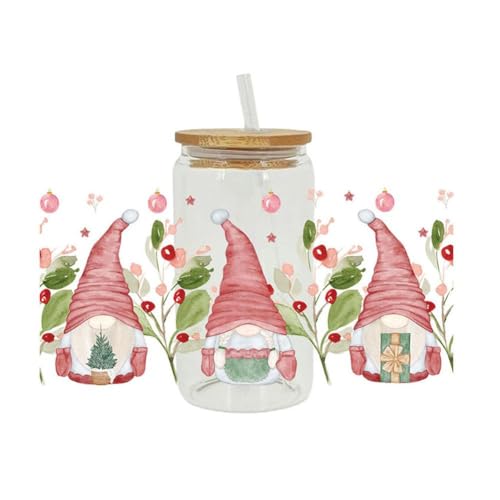 UV-DTF-Transfer-Aufkleber für 473 ml Glasbecher - Cup-Wrap, Weihnachten, DIY, Wasserdicht, Transparente Folie zum Aufreiben auf Transfers (Tasse Nicht im Lieferumfang Enthalten) von CRDWN