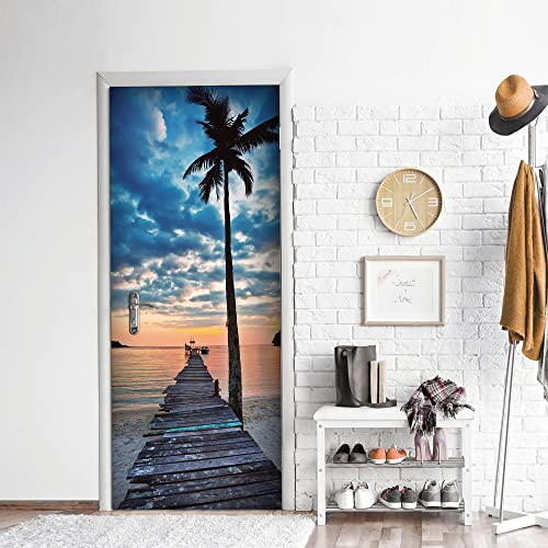 Aufkleber für Türen aus Premium-PVC, Door Cover, Sonnenuntergang am Meer, einfache und blasenfreie Anbringung, Verkleidungen für Innentüren 83 x 210 cm, zuschneidbar von CREARREDA