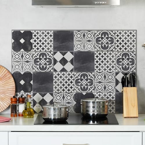 CREARREDA Spritzschutz für Küche aus Aluminium, made in Italy, Schutz für Herd und Wand, waschbar und einfach zu montieren, Spritzschutz aus Metall, 48 x 72 cm von CREARREDA