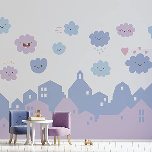 Wandaufkleber für Kinder, Stadt, Rosa, Größe 100_x_280_cm, Dekoration für Kinderzimmer, hergestellt in Italien, Wandaufkleber, Stadt, Riesenlandschaft, Landschaft Wandaufkleber für Kinder, Stadt, Rosa, Größe 100_x_280_cm, Dekoration für Kinderzimmer, hergestellt in Italien, Wandaufkleber, Stadt, Riesenlandschaft, Landschaft von CREARREDA