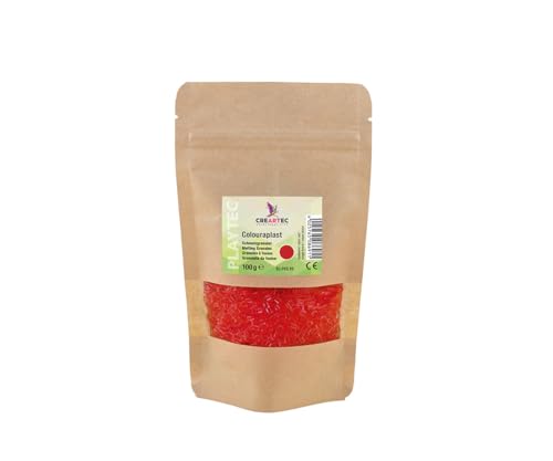 CREARTEC Colouraplast - Kunststoffperlen/Schmelzgranulat - Farbe: dunkelrot - Menge: 100g - Ideal für Fensterbilder, Mobiles und kleine Kunstwerke - Witterungsbeständig - Made in Germany von CREARTEC