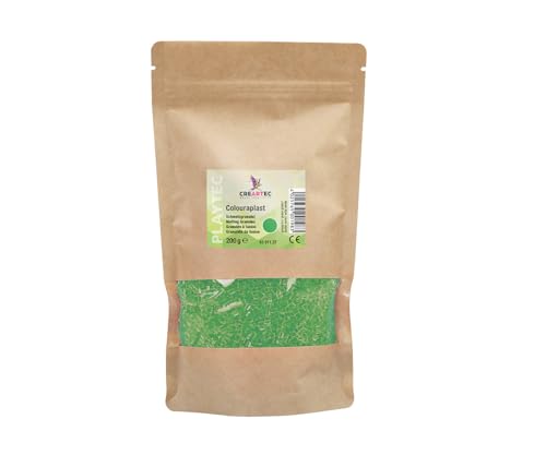 CREARTEC Colouraplast - Kunststoffperlen/Schmelzgranulat - Farbe: grasgrün - Menge: 200g - Ideal für Fensterbilder, Mobiles und kleine Kunstwerke - Witterungsbeständig - Made in Germany von CREARTEC