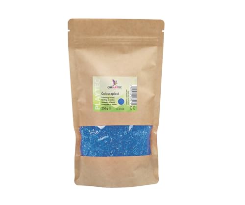 CREARTEC Colouraplast - Kunststoffperlen/Schmelzgranulat - Farbe: mittelblau - Menge: 200g - Ideal für Fensterbilder, Mobiles und kleine Kunstwerke - Witterungsbeständig - Made in Germany von CREARTEC