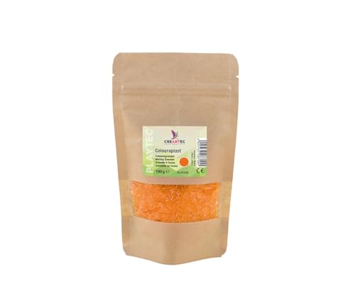 CREARTEC Colouraplast - Kunststoffperlen/Schmelzgranulat - Farbe: orange - Menge: 100g - Ideal für Fensterbilder, Mobiles und kleine Kunstwerke - Witterungsbeständig - Made in Germany von CREARTEC