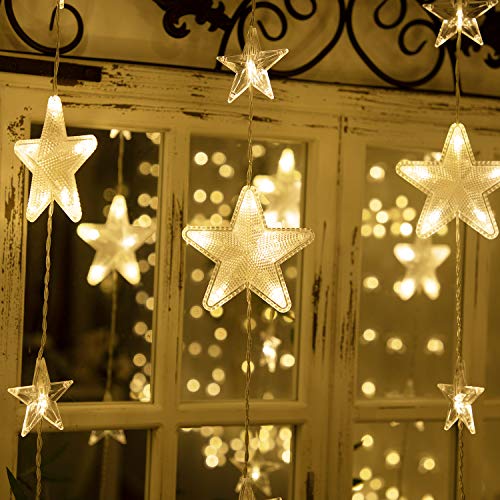 CREASHINE Lichtervorhang Sterne, 2m x1,5m Stern Lichterkette, 144 LED Lichterketten Vorhang, 8 Blinkmodi, mit RF-Fernbedienung, IP44 Wasserdichte Lichtervorhang Innen für Urlaub, Party CREASHINE Lichtervorhang Sterne, 2m x1,5m Stern Lichterkette, 144 LED Lichterketten Vorhang, 8 Blinkmodi, mit RF-Fernbedienung, IP44 Wasserdichte Lichtervorhang Innen für Urlaub, Party von CREASHINE