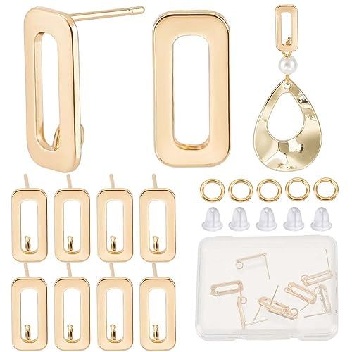 CREATCABIN 1 Box 14 Stück 18K-Vergoldete Messing-Ohrstecker,Rechteckige Ohrstecker,Pfostenohrstecker Mit Vertikalen Schlaufen Und Ohrmuttern,Offene Biegeringe Für DIY-Schmuckherstellung,0.6x0.3 Zoll CREATCABIN 1 Box 14 Stück 18K-Vergoldete Messing-Ohrstecker,Rechteckige Ohrstecker,Pfostenohrstecker Mit Vertikalen Schlaufen Und Ohrmuttern,Offene Biegeringe Für DIY-Schmuckherstellung,0.6x0.3 Zoll von CREATCABIN