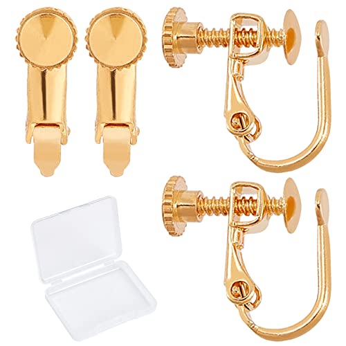 CREATCABIN 1 Box 20 Stück 18 Karat Vergoldete Ohrring-Clips Messing-Clip-On-Ohrringe Nicht Durchbohrte Ohrring-Ergebnisse Für DIY-Ohrringe, Die Schmuck Herstellen 12 x 14 mm von CREATCABIN