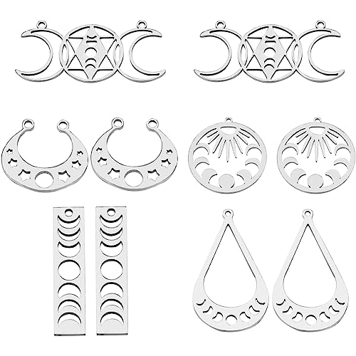 CREATCABIN 10 Stück 5 Stile Mondphasen-Bar-Charm Dreifache Mondgöttin Charms-Anhänger Pentagramm Hexe Flach Edelstahl Für Schmuckherstellung Ohrringe Armbänder DIY Handwerk Frauen Geschenke Silber CREATCABIN 10 Stück 5 Stile Mondphasen-Bar-Charm Dreifache Mondgöttin Charms-Anhänger Pentagramm Hexe Flach Edelstahl Für Schmuckherstellung Ohrringe Armbänder DIY Handwerk Frauen Geschenke Silber von CREATCABIN