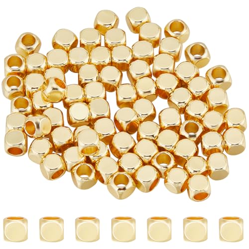 CREATCABIN 100 Stück Echte 18K Vergoldete Messingperlen,Würfel-Abstandsperlen,Quadratische,Glatte Perlen,Gold,Stapelbare Metall-Mini-Perlen,Eckenlose Perlen Für Sommer-Hawaii-Armband,Halskette,4mm CREATCABIN 100 Stück Echte 18K Vergoldete Messingperlen,Würfel-Abstandsperlen,Quadratische,Glatte Perlen,Gold,Stapelbare Metall-Mini-Perlen,Eckenlose Perlen Für Sommer-Hawaii-Armband,Halskette,4mm von CREATCABIN