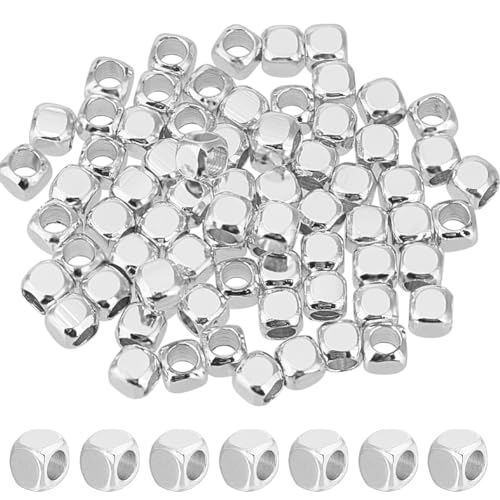 CREATCABIN 100Stück Kleine Würfel-Abstandsperlen,Silberne Perlen,Quadratisch,Winzige,Lose,Glatte Perlen,925 Sterling-Silber Plattierte Messingperlen,Stapelbare Metallperlen,Für Herstellung,DIY-Schmuck CREATCABIN 100Stück Kleine Würfel-Abstandsperlen,Silberne Perlen,Quadratisch,Winzige,Lose,Glatte Perlen,925 Sterling-Silber Plattierte Messingperlen,Stapelbare Metallperlen,Für Herstellung,DIY-Schmuck von CREATCABIN