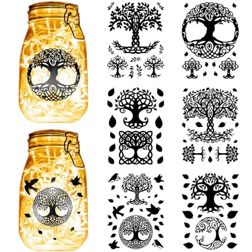 CREATCABIN 6Pcs Baum Des Lebens Einmachglas-Aufkleber,Blattaufkleber,Stanzschnitte,Silhouetten,Selbstklebend,PVC,Wasserdicht,Für Bastelarbeiten,Scrapbook,Laternen,Gläser,Wände,Glas,20x15cm CREATCABIN 6Pcs Baum Des Lebens Einmachglas-Aufkleber,Blattaufkleber,Stanzschnitte,Silhouetten,Selbstklebend,PVC,Wasserdicht,Für Bastelarbeiten,Scrapbook,Laternen,Gläser,Wände,Glas,20x15cm von CREATCABIN