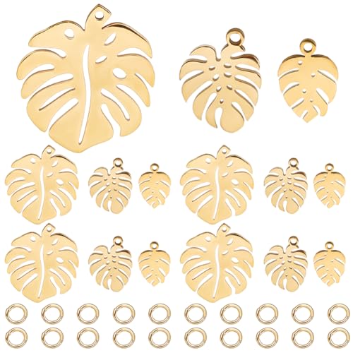 CREATCABIN 12 Stück,3 Stile,Monstera-Blatt-Charms,Anhänger,Tropische Pflanzenblätter,Charms,Hohl,Goldfarben,Rostfrei,Mit Biegeringen Für Schmuckherstellung,DIY,Halsketten,Ohrringe,Weihnachten CREATCABIN 12 Stück,3 Stile,Monstera-Blatt-Charms,Anhänger,Tropische Pflanzenblätter,Charms,Hohl,Goldfarben,Rostfrei,Mit Biegeringen Für Schmuckherstellung,DIY,Halsketten,Ohrringe,Weihnachten von CREATCABIN