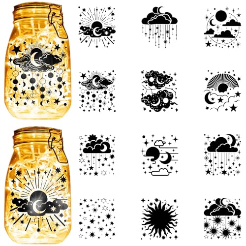 CREATCABIN 12 Stück 12 Stile Silhouetten Einmachglas Dekor Silhouetten Aufkleber PVC Wasserdicht Ohne Klebstoff Scrapbook Wolke Sonne Mond Stern Ausschnitte Aufkleber Für Licht Lampengläser DIY 10x9cm CREATCABIN 12 Stück 12 Stile Silhouetten Einmachglas Dekor Silhouetten Aufkleber PVC Wasserdicht Ohne Klebstoff Scrapbook Wolke Sonne Mond Stern Ausschnitte Aufkleber Für Licht Lampengläser DIY 10x9cm von CREATCABIN