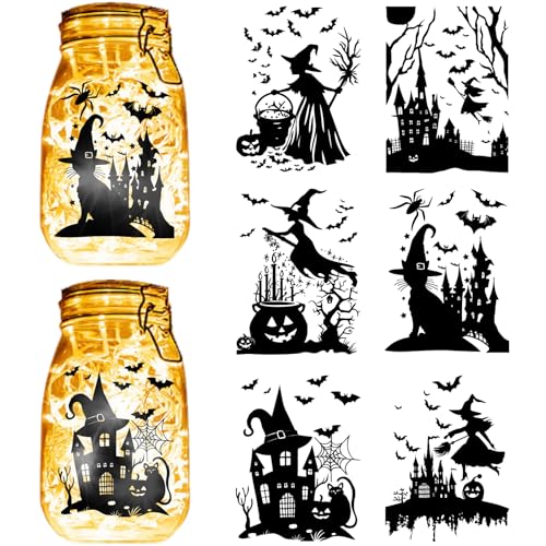 CREATCABIN 12 Stück Halloween Silhouetten Dekoraufkleber Für Einmachgläser PVC Glasausschnitt Aufkleber Laternenglas Ausschnitt Scrapbook Silhouette Ornament Aufkleber Selbstklebend Wasserfest 15x20cm CREATCABIN 12 Stück Halloween Silhouetten Dekoraufkleber Für Einmachgläser PVC Glasausschnitt Aufkleber Laternenglas Ausschnitt Scrapbook Silhouette Ornament Aufkleber Selbstklebend Wasserfest 15x20cm von CREATCABIN