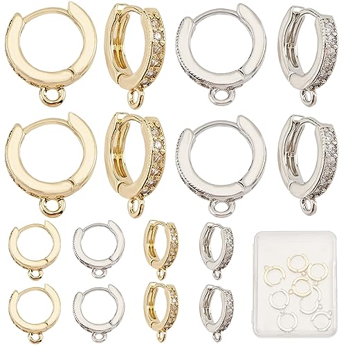 CREATCABIN 12 Stück Kleine Huggie-Creolen-Ohrringe,18 Karat Vergoldetes Silber,Knorpelohrringe,Zirkonia-Ohrringe Mit Öse,2 Farben,Messing,Für Damen,Schmuckherstellung,DIY,Baumelnd,13.5x15 mm CREATCABIN 12 Stück Kleine Huggie-Creolen-Ohrringe,18 Karat Vergoldetes Silber,Knorpelohrringe,Zirkonia-Ohrringe Mit Öse,2 Farben,Messing,Für Damen,Schmuckherstellung,DIY,Baumelnd,13.5x15 mm von CREATCABIN