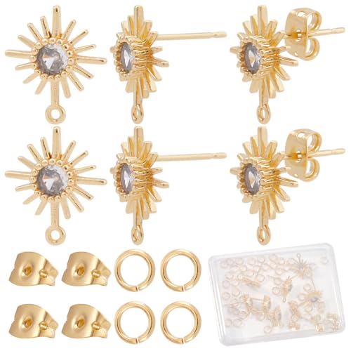 CREATCABIN 12 Stück Sonnen-Ohrstecker,18 Karat Vergoldetes Messing,Ohrstecker,Ohrstecker Mit Öse,Offene Biegeringe Aus Zirkonia,Schmetterlings-Ohrmuttern Für DIY-Ohrring-Schmuckherstellung,4.5x12.5 mm CREATCABIN 12 Stück Sonnen-Ohrstecker,18 Karat Vergoldetes Messing,Ohrstecker,Ohrstecker Mit Öse,Offene Biegeringe Aus Zirkonia,Schmetterlings-Ohrmuttern Für DIY-Ohrring-Schmuckherstellung,4.5x12.5 mm von CREATCABIN