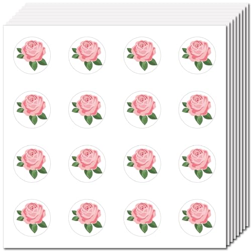 CREATCABIN 128 Stück 8 Blätter Rosa Rosenaufkleber Kleine Blumenaufkleber Selbstklebend wasserdichte Pflanzenaufkleber Aus Kunststoff Planeraufkleber Für Umschläge Journaling Helm Dekoration 2.5cm von CREATCABIN