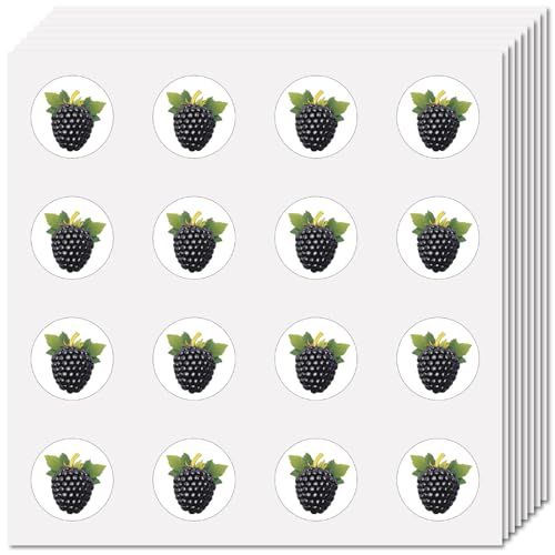 CREATCABIN 128 Stück 8 Bögen Kleine BlackBerry Aufkleber Obst Cartoon Aufkleber 2.5cm Mini Selbstklebend Wasserfest Belohnungsaufkleber Für Lehrer Großpackung Für Scrapbooking Umschläge Wasserflasche von CREATCABIN