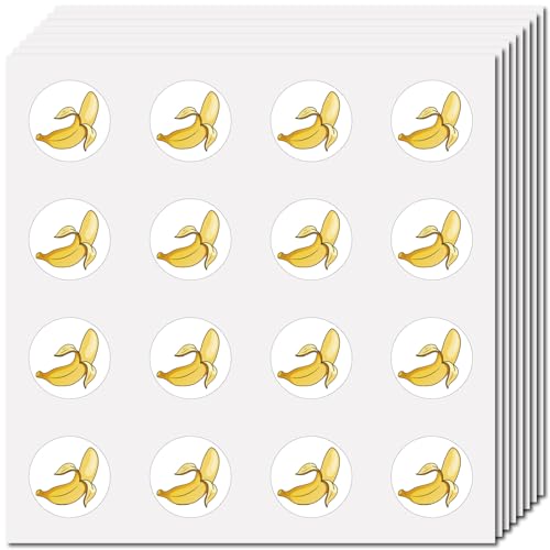 CREATCABIN 128 Stück Bananenaufkleber Für Scrapbooking Kleine Obstaufkleber Gelb Großpackung Aufkleber Rund Selbstklebend Wasserfest Für Wasserflaschen Bastelarbeiten Laptop Gepäck Tasse 2.5x2.5cm von CREATCABIN